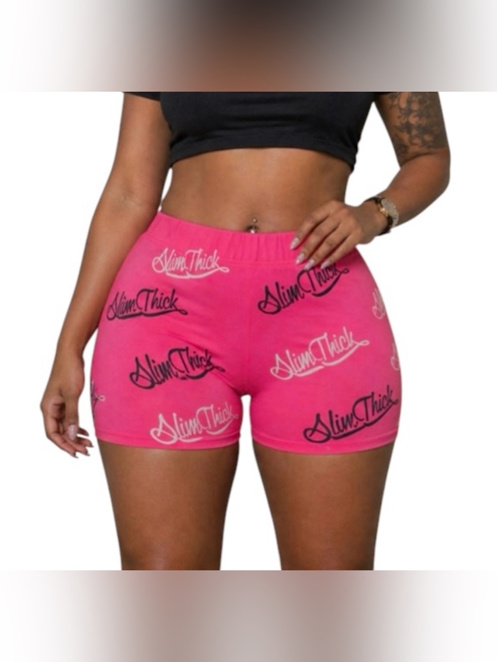 Slim thick Pink Logo Shorts